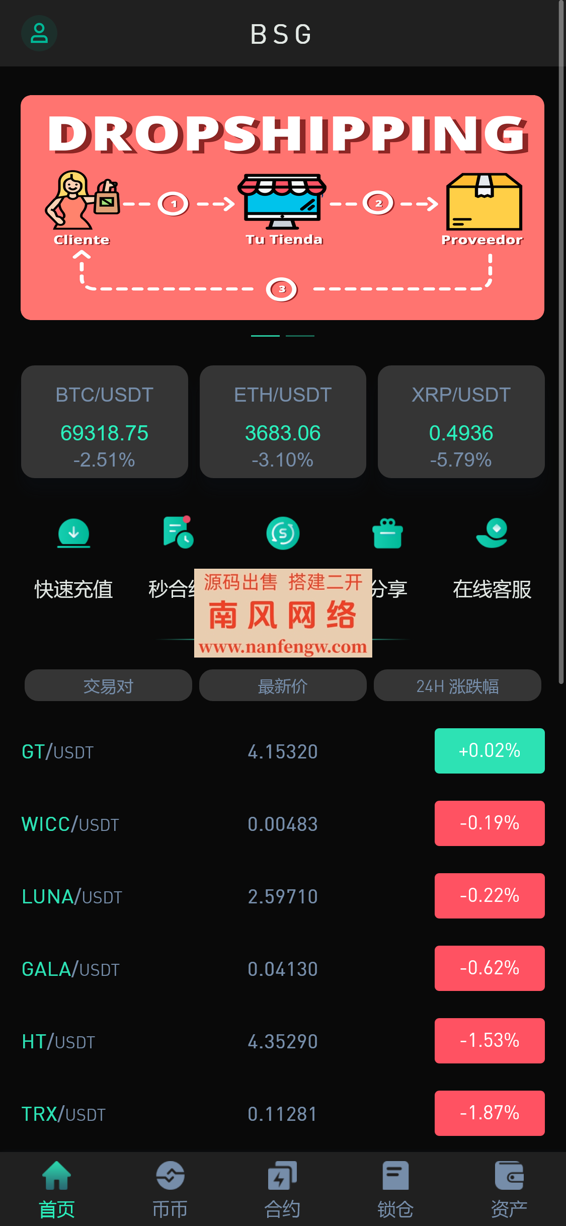 新UI黑色版七语言交易所源码/币币交易/永续交易/期权交易/质押理财